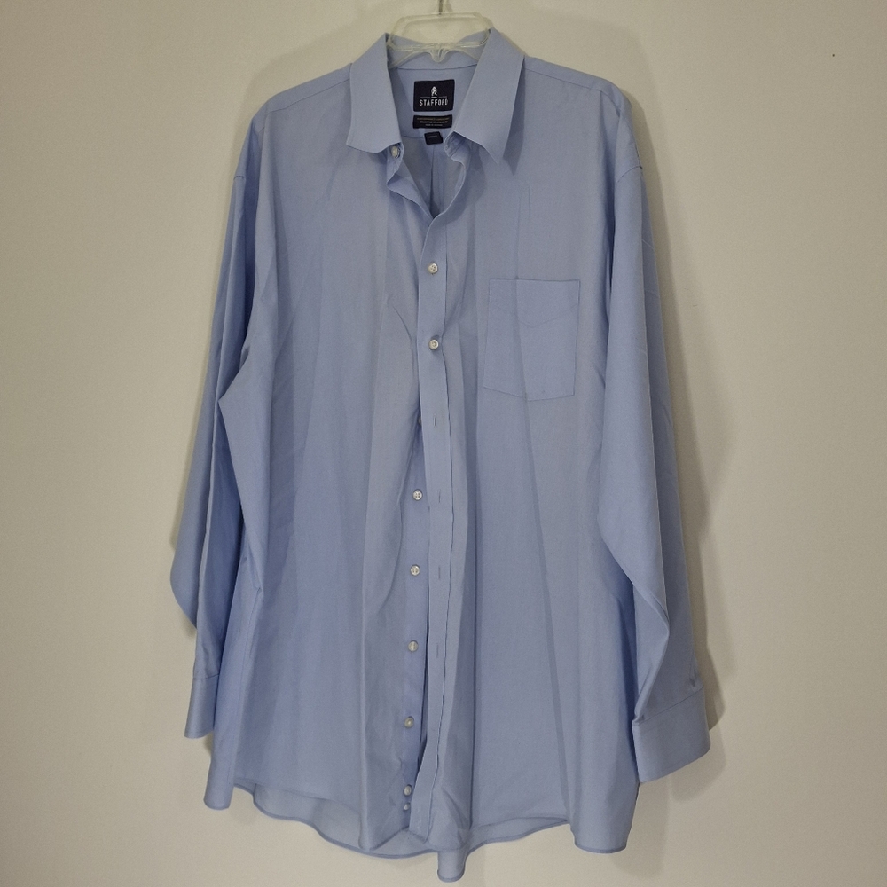 Stafford Men's Light Blue Dress Shirt, Size 19 36/37